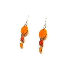 Boucles d'oreille en carton - Grappe - Jaune Ocre/Fleurs Orange - Argent 925 – Image 3