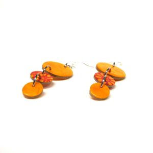 Boucles d'oreille en carton - Grappe - Jaune Ocre/Fleurs Orange - Argent 925 – Image 4