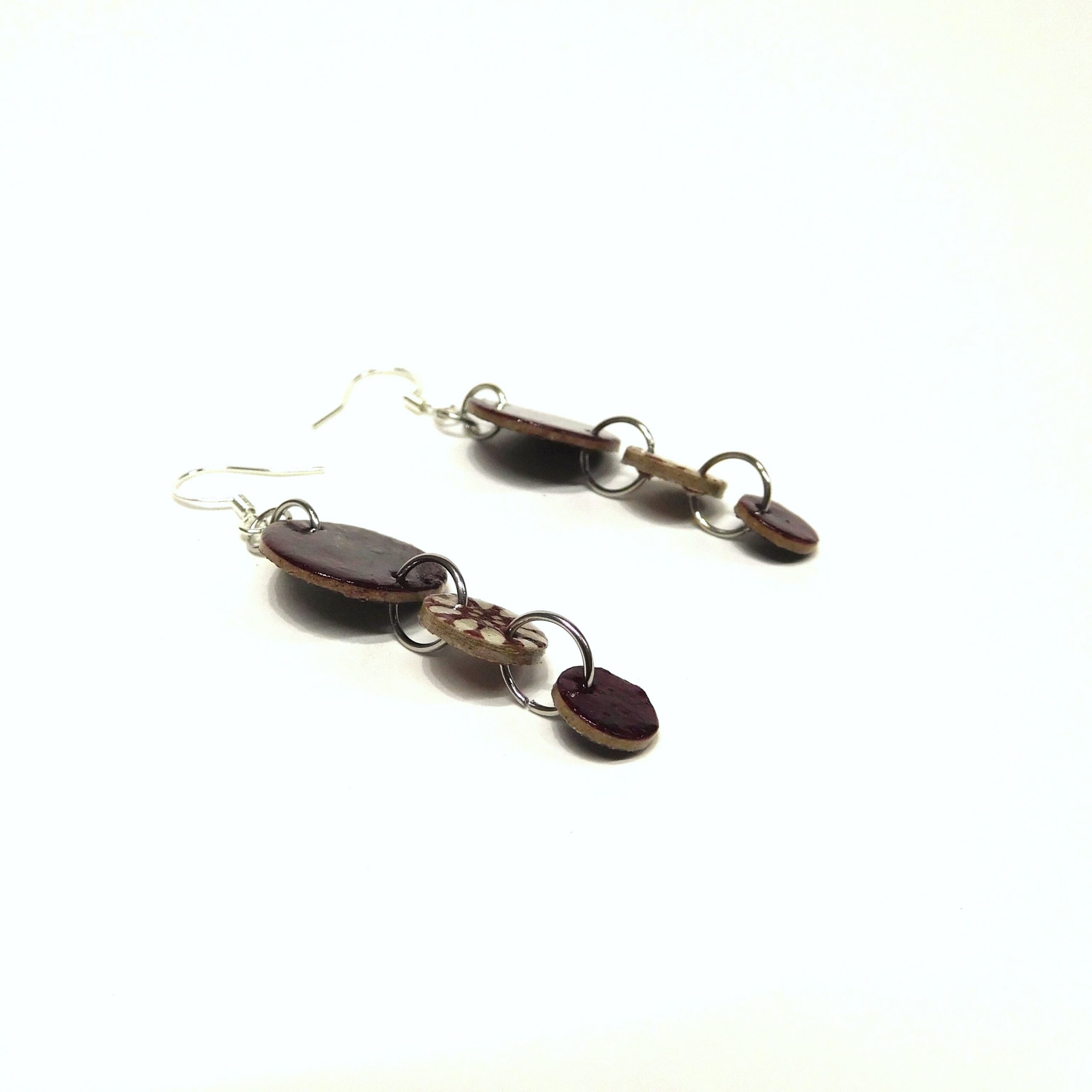 Boucles d'oreille en carton - Grappe - Bordeaux et Fleurs Bordeaux - Argent 925 – Image 4