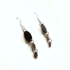 Boucles d'oreille en carton - Grappe - Bordeaux et Fleurs Bordeaux - Argent 925 – Image 3