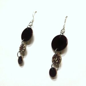 Boucles d'oreille en carton - Grappe - Bordeaux et Fleurs Bordeaux - Argent 925 – Image 2