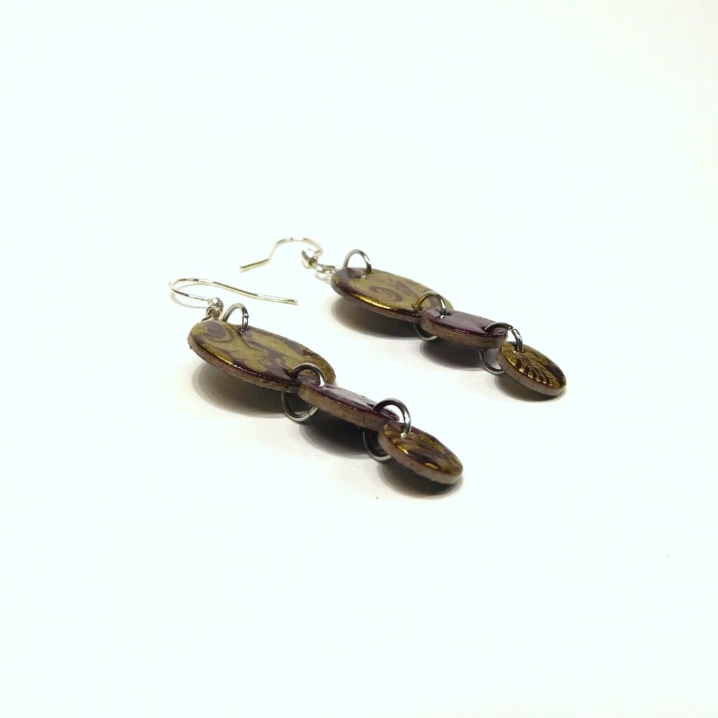 Boucles d'oreille en carton - Grappe - Bordeaux Or Baroque - Argent 925