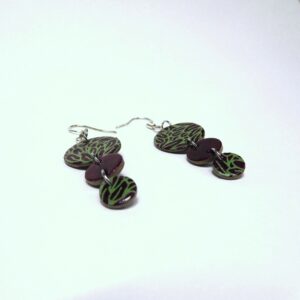 Boucles d'oreille en carton - Grappe - Bordeaux et Vert Feuilles - Argent 925 – Image 3