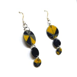 Boucles d'oreille en carton - Grappe - Bleu Jaune Géo - Argent 925 – Image 4