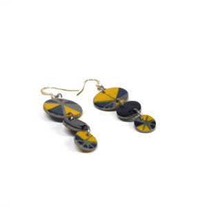 Boucles d'oreille en carton - Grappe - Bleu Jaune Géo - Argent 925 – Image 2