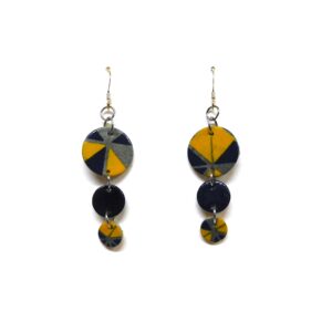 Boucles d'oreille en carton - Grappe - Bleu Jaune Géo - Argent 925 – Image 1