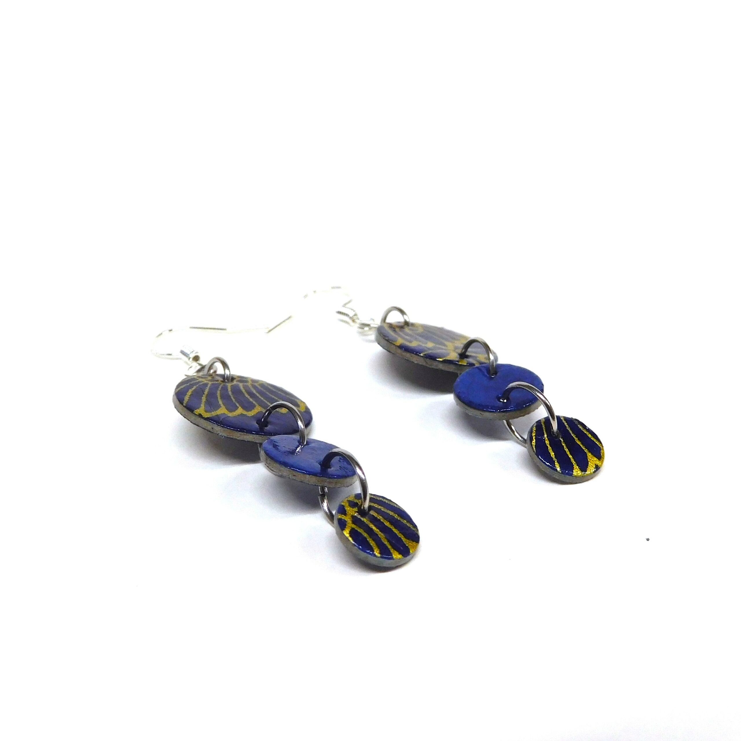 Boucles d'oreille en carton - Grappe - Or Bleu - Argent 925 – Image 4