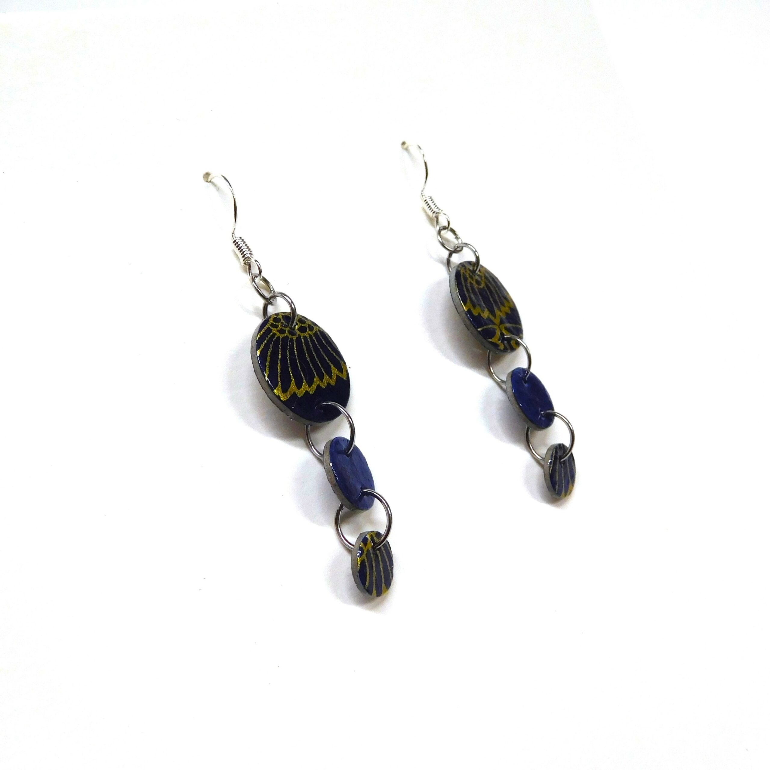 Boucles d'oreille en carton - Grappe - Or Bleu - Argent 925 – Image 3