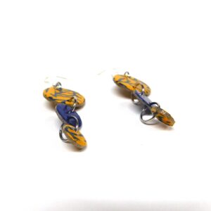 Boucles d'oreille en carton - Grappe - Jaune Bleu Feuilles - Argent 925 – Image 3