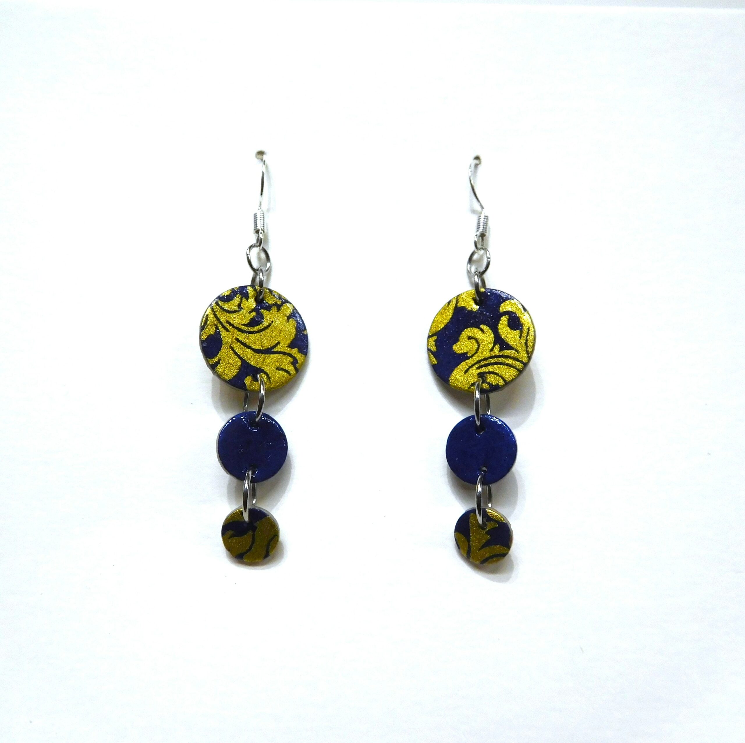 Boucles d'oreille en carton - Grappe - Or Bleu Baroque - Argent 925 – Image 1