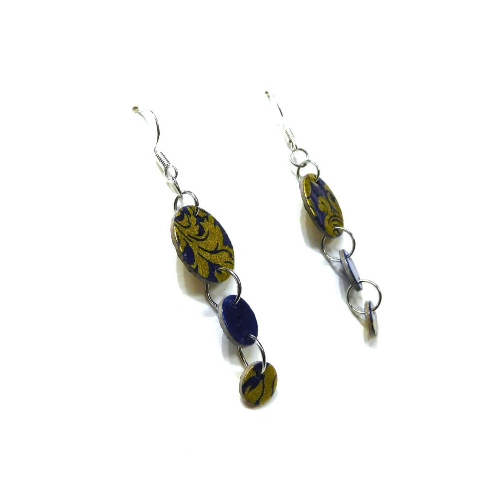 Boucles d'oreille en carton - Grappe - Or Bleu Baroque - Argent 925
