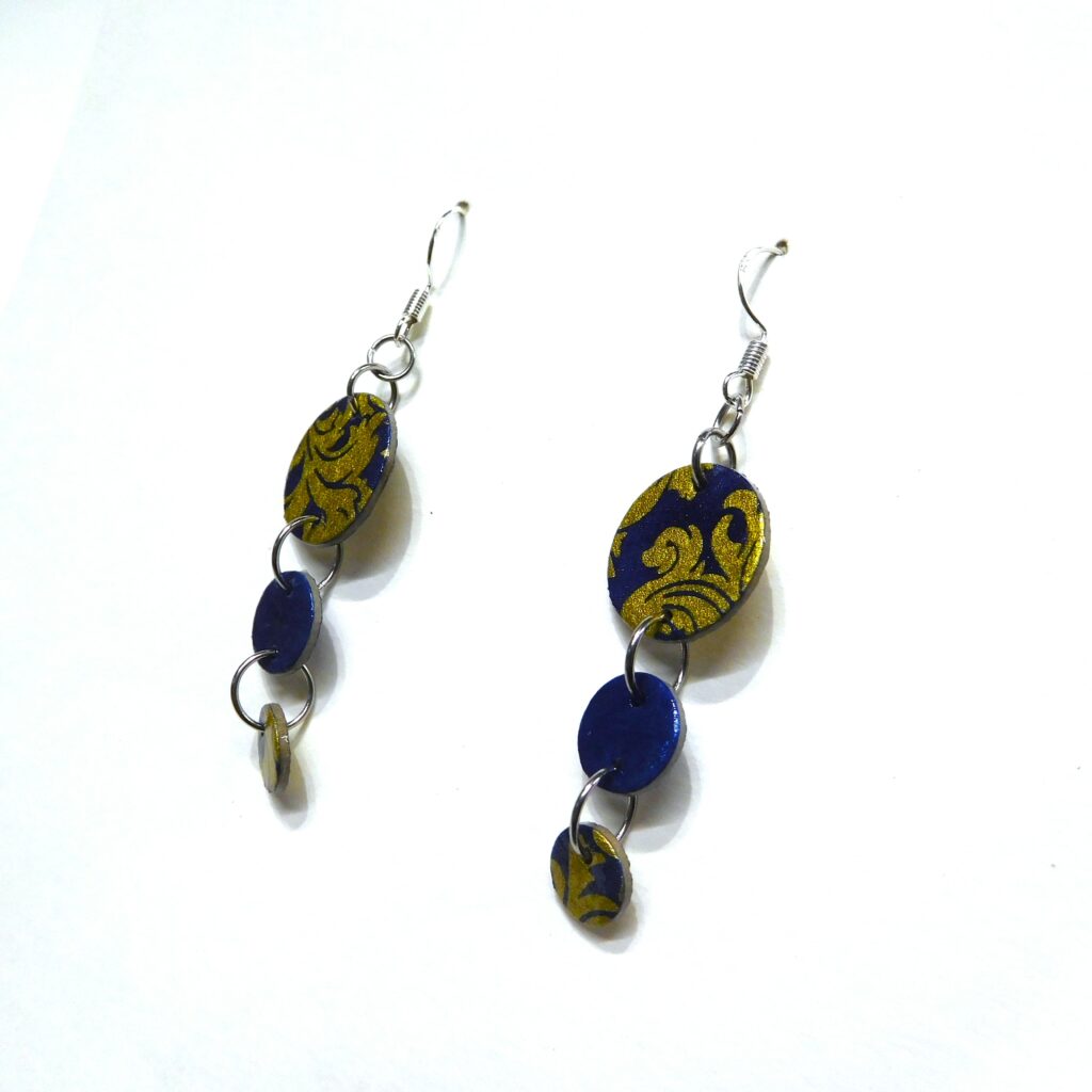 Boucles d'oreille en carton - Grappe - Or Bleu Baroque - Argent 925