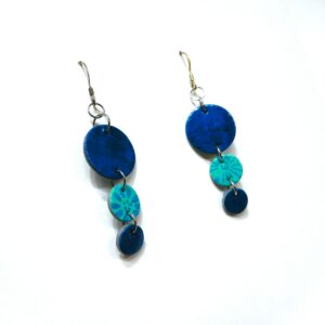 Boucles d'oreille en carton - Grappe - Fleurs Bleu-Turquoise - Argent 925 – Image 2