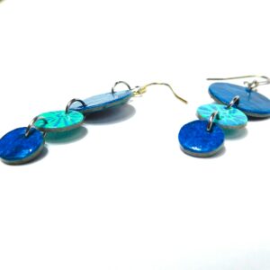 Boucles d'oreille en carton - Grappe - Fleurs Bleu-Turquoise - Argent 925 – Image 5