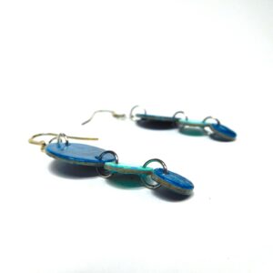 Boucles d'oreille en carton - Grappe - Fleurs Bleu-Turquoise - Argent 925 – Image 4