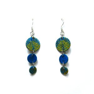 Boucles d'oreille en carton - Grappe - Or Bleu Turquoise - Argent 925 – Image 1