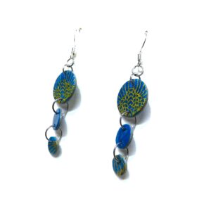 Boucles d'oreille en carton - Grappe - Or Bleu Turquoise - Argent 925 – Image 4