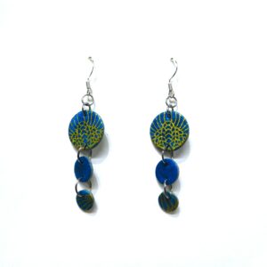 Boucles d'oreille en carton - Grappe - Or Bleu Turquoise - Argent 925 – Image 2