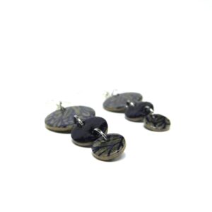 Boucles d'oreille en carton - Grappe - Feuilles Bleu Marine - Argent 925 – Image 6