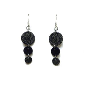 Boucles d'oreille en carton - Grappe - Feuilles Bleu Marine - Argent 925 – Image 1