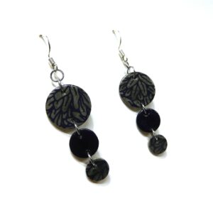 Boucles d'oreille en carton - Grappe - Feuilles Bleu Marine - Argent 925 – Image 2