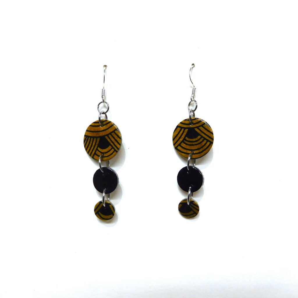 Boucles d'oreille en carton - Grappe - Marron Nœuds/Noir - Argent 925