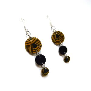 Boucles d'oreille en carton - Grappe - Marron Nœuds/Noir - Argent 925 – Image 3