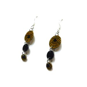 Boucles d'oreille en carton - Grappe - Marron Nœuds/Noir - Argent 925 – Image 2