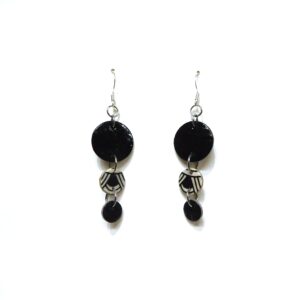 Boucles d'oreille en carton - Grappe - Noir/Blanc Nœuds - Argent 925 – Image 1