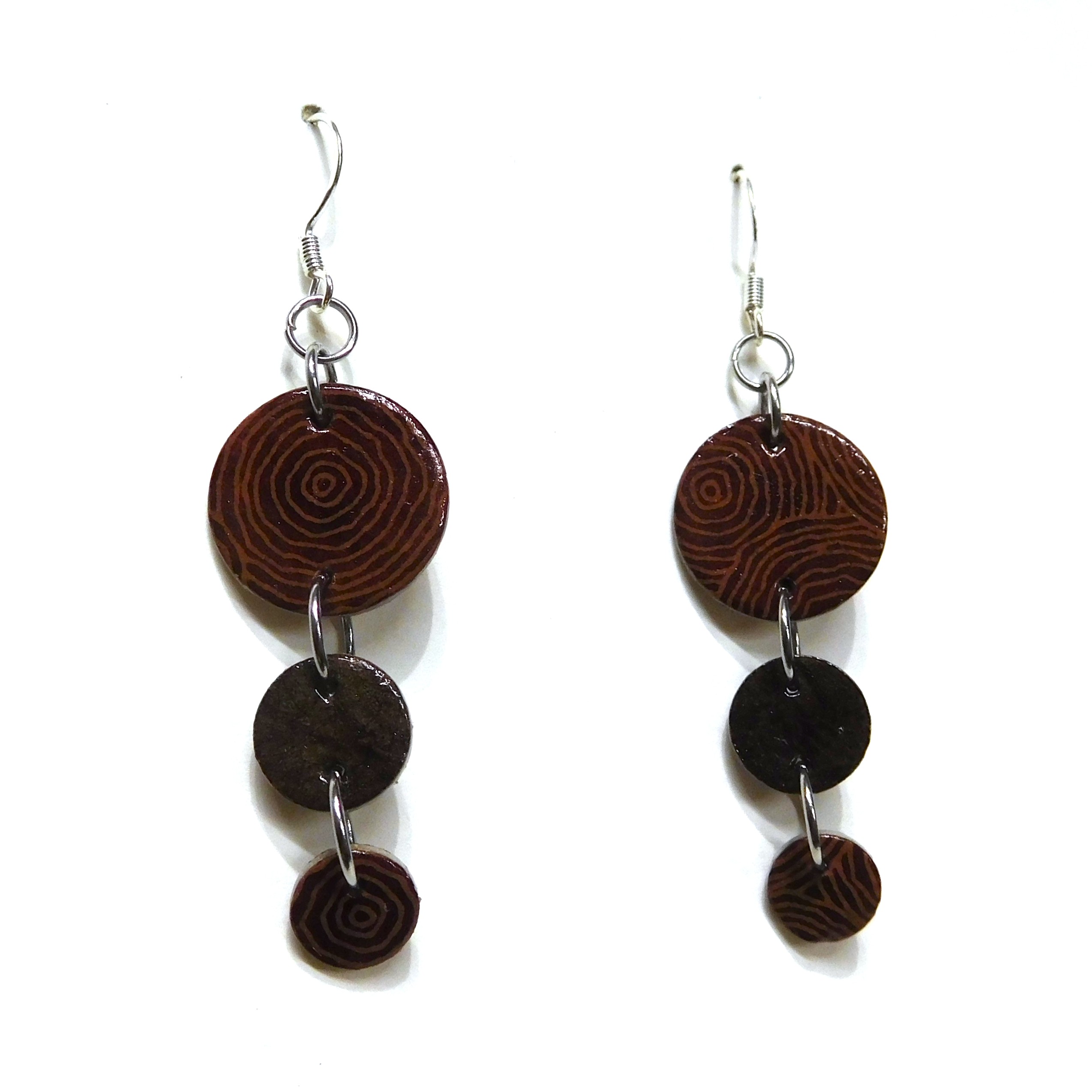 Boucles d'oreille en carton - Grappe - Rondomarron - Argent 925 – Image 1