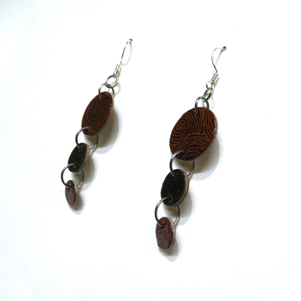 Boucles d'oreille en carton - Grappe - Rondomarron - Argent 925