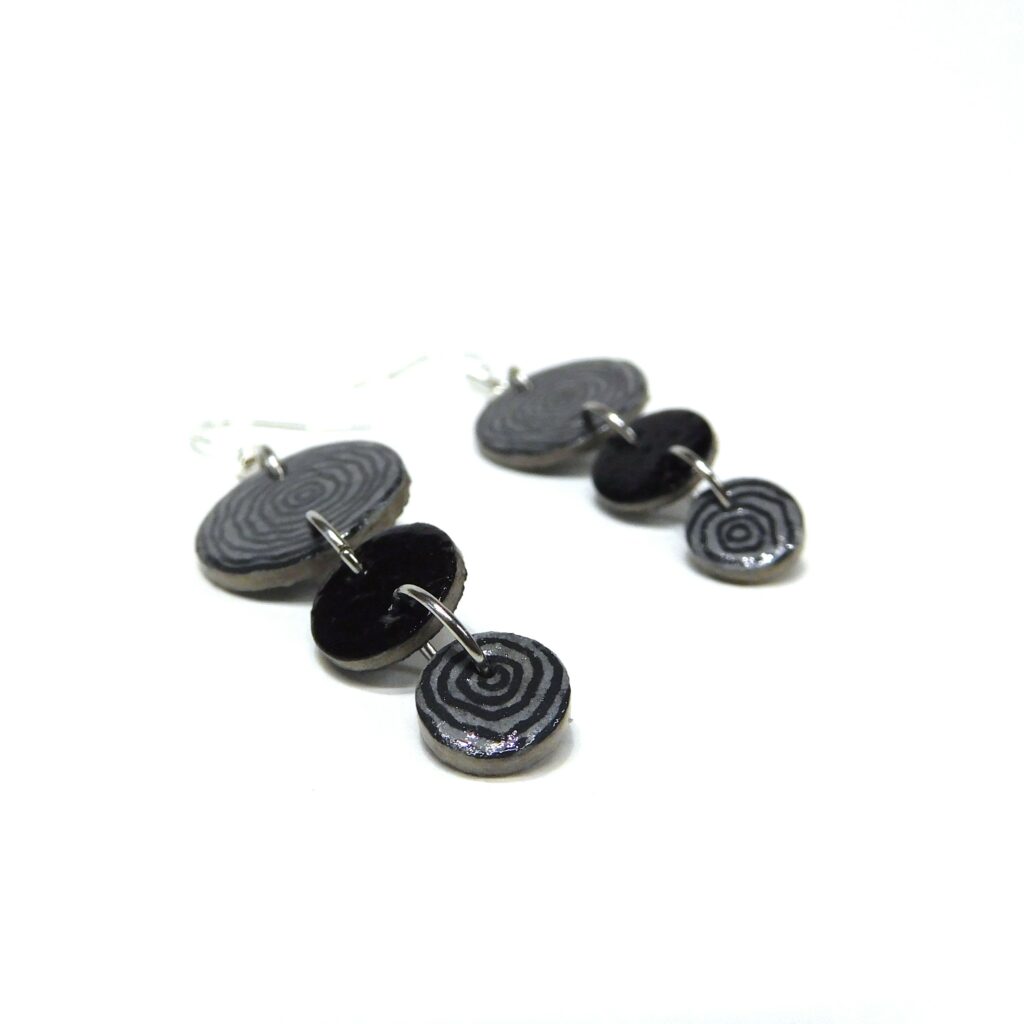 Boucles d'oreille en carton - Grappe - Rondonoir - Argent 925