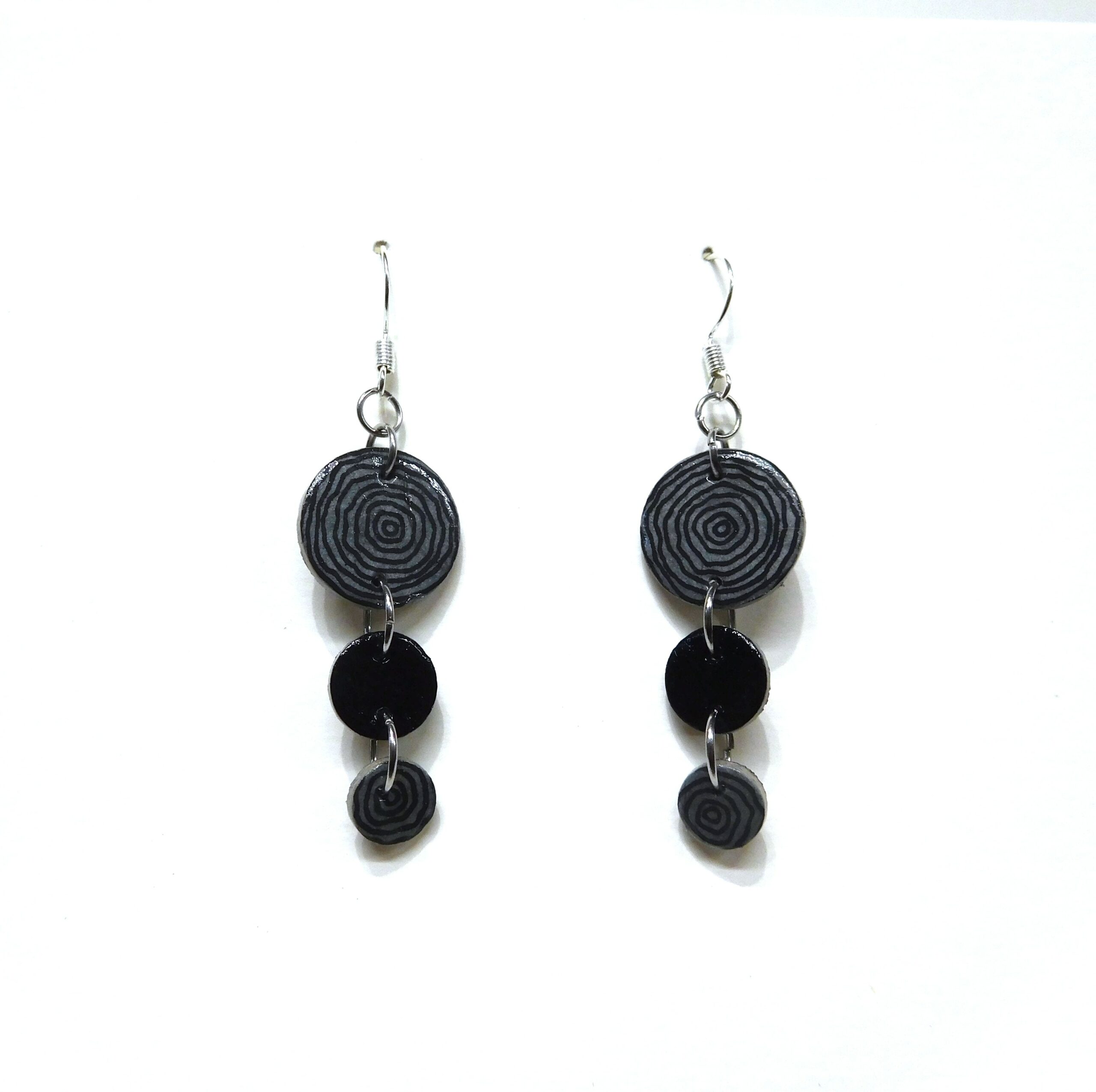 Boucles d'oreille en carton - Grappe - Rondonoir - Argent 925