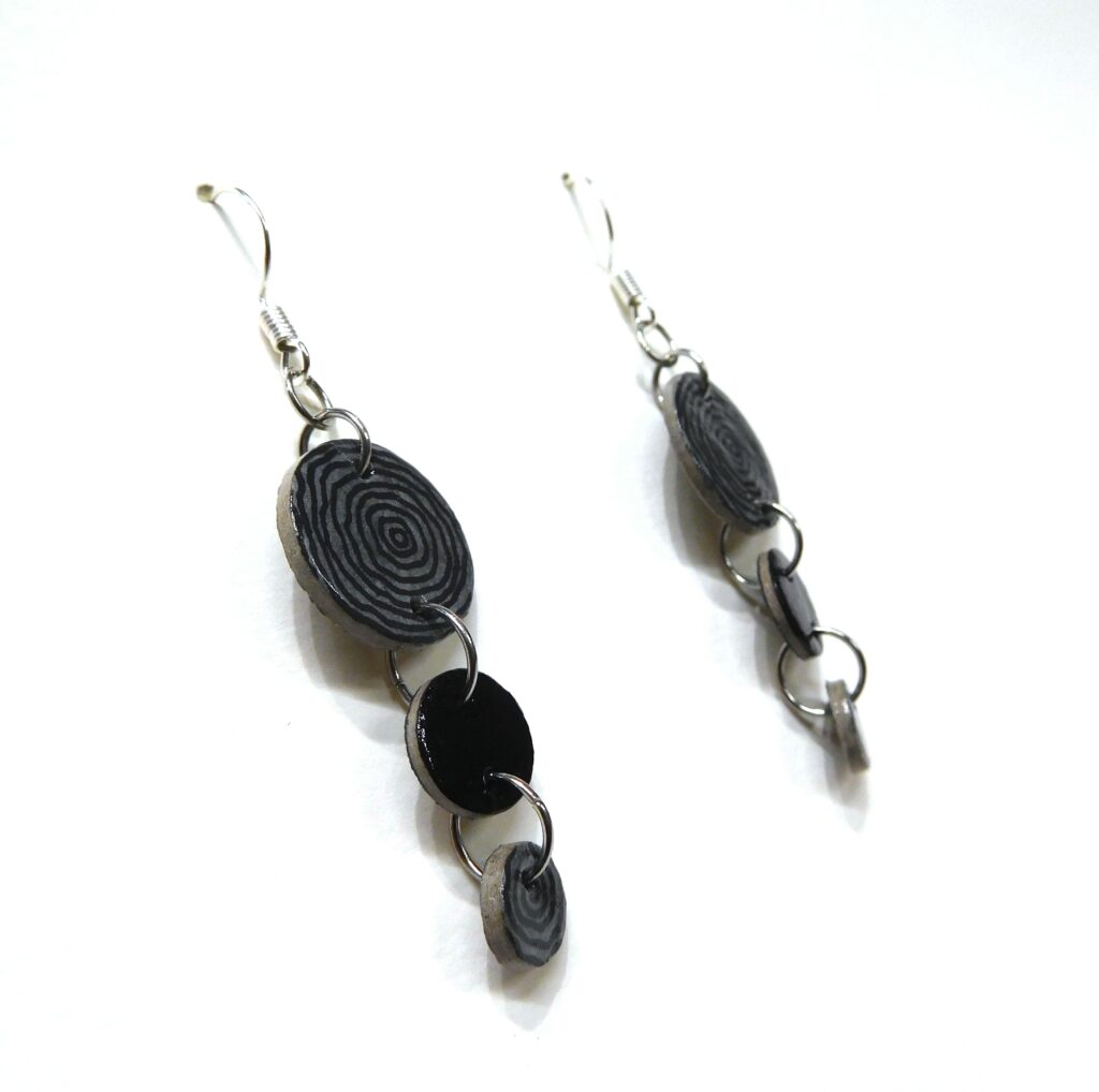 Boucles d'oreille en carton - Grappe - Rondonoir - Argent 925