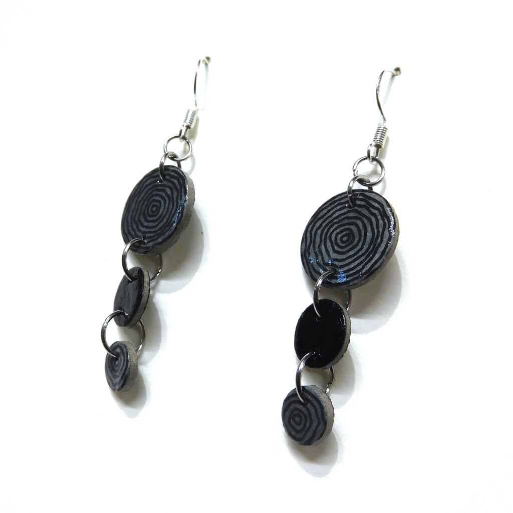 Boucles d'oreille en carton - Grappe - Rondonoir - Argent 925