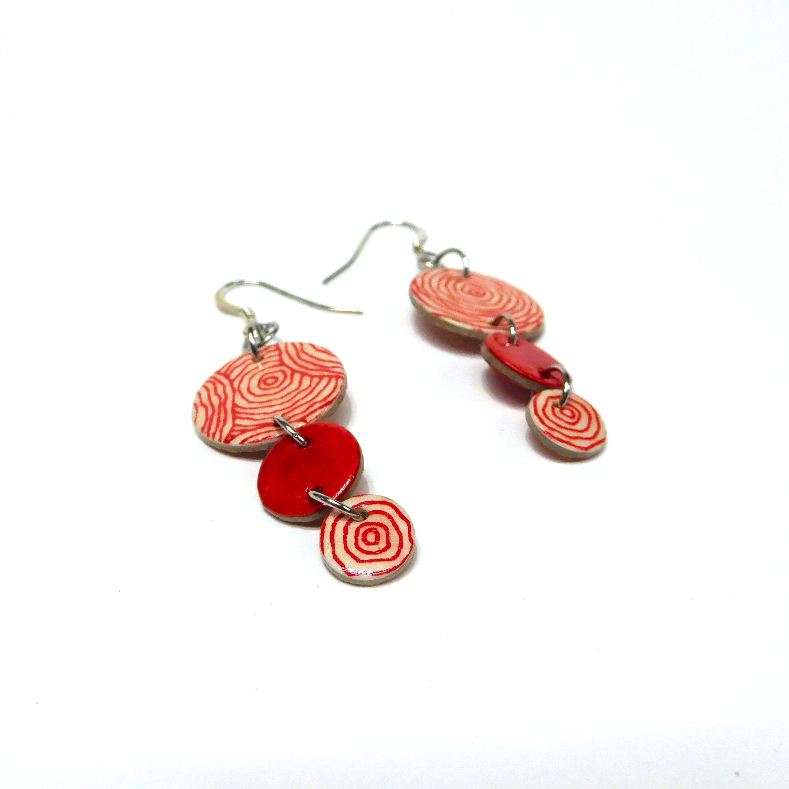 Boucles d'oreille en carton - Grappe - Rondorouge - Argent 925 – Image 4