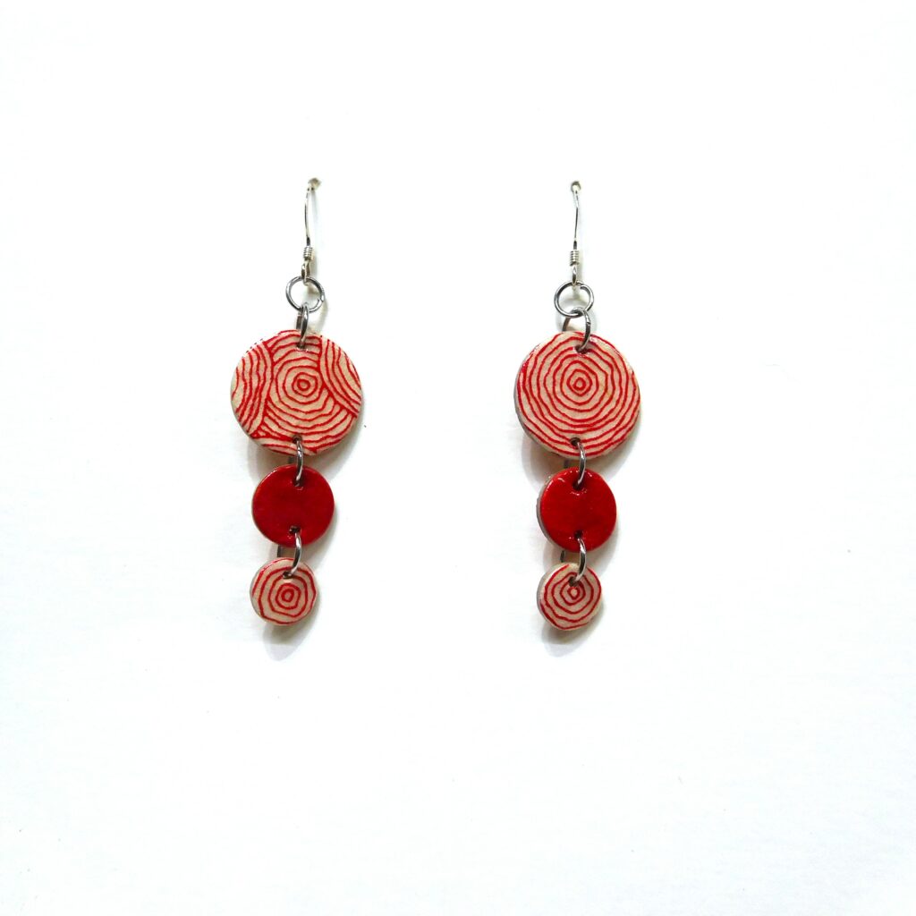 Boucles d'oreille en carton - Grappe - Rondorouge - Argent 925