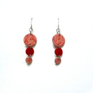 Boucles d'oreille en carton - Grappe - Rondorouge - Argent 925 – Image 1