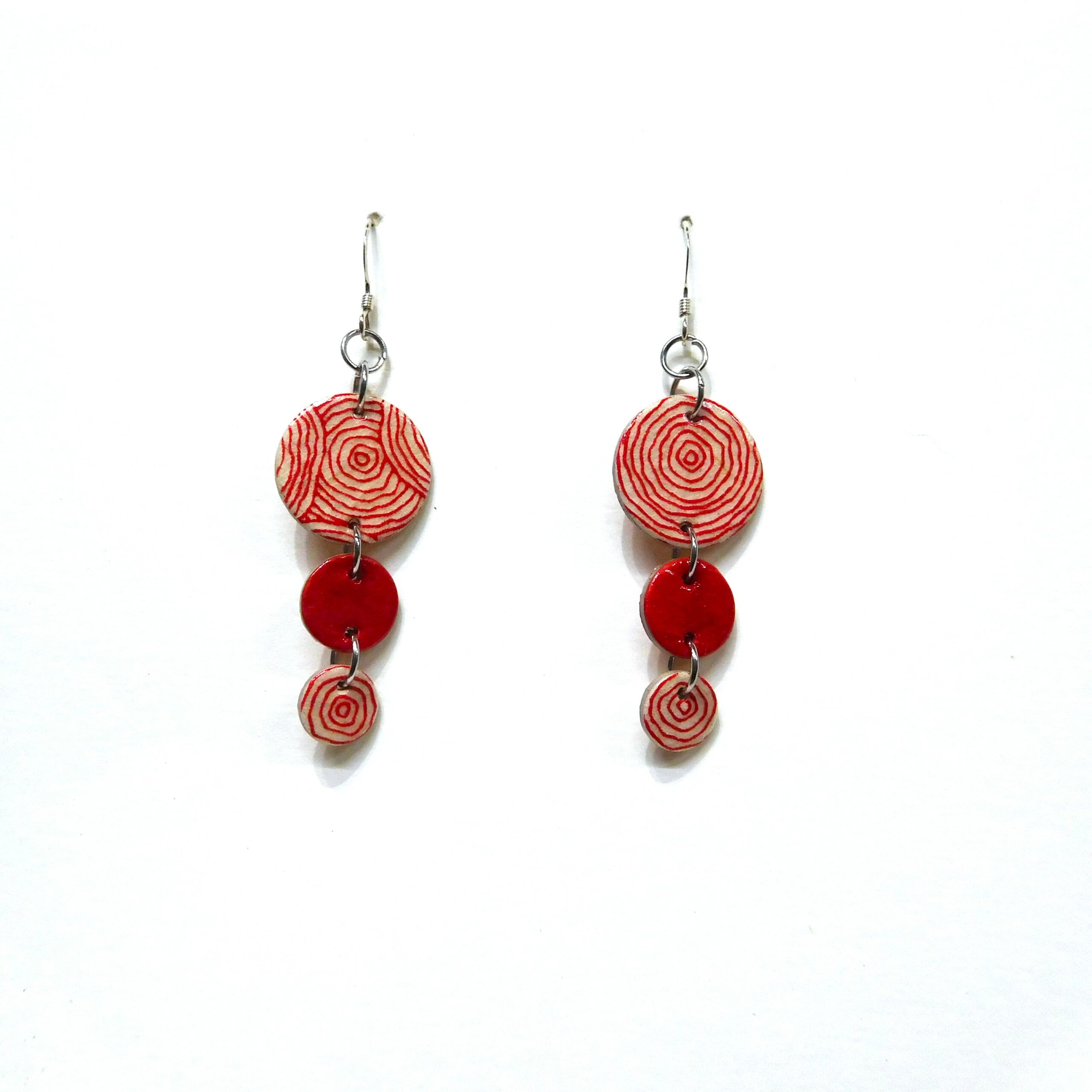 Boucles d'oreille en carton - Grappe - Rondorouge - Argent 925 – Image 1