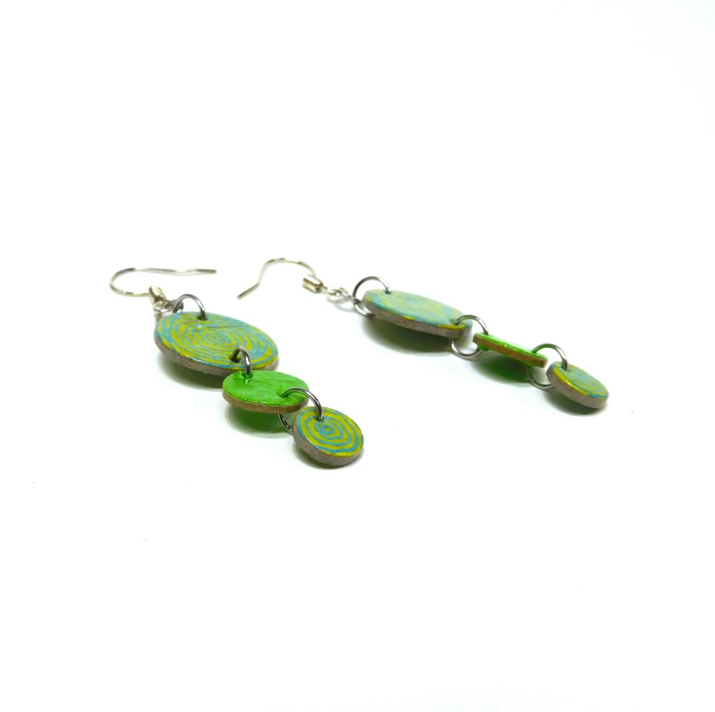 Boucles d'oreille en carton - Grappe - Rondovert/Vert - Argent 925