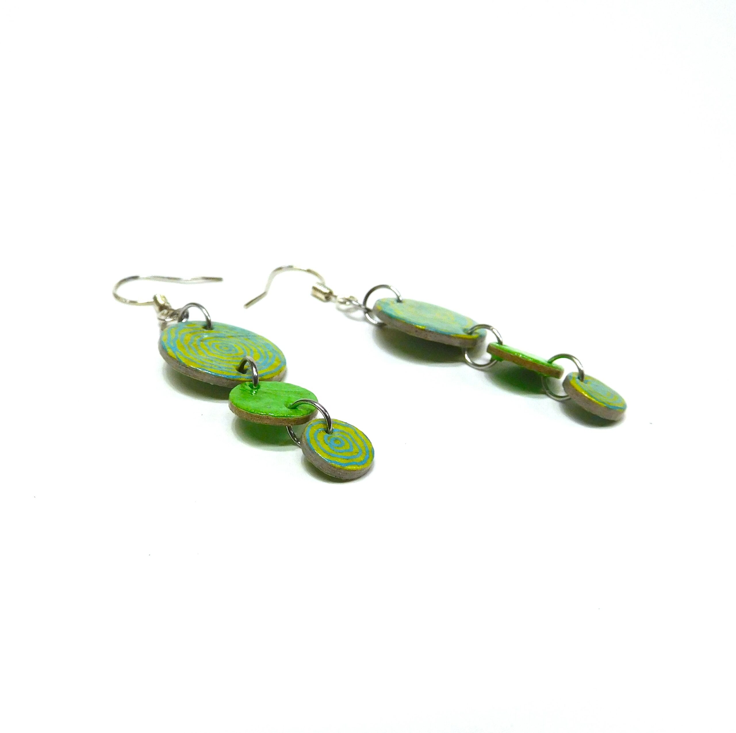 Boucles d'oreille en carton - Grappe - Rondovert/Vert - Argent 925 – Image 3