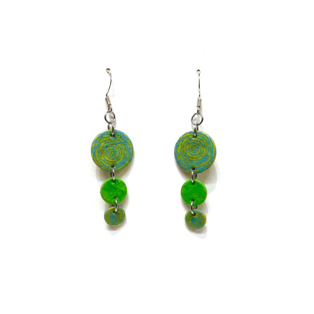 Boucles d'oreille en carton - Grappe - Rondovert/Vert - Argent 925