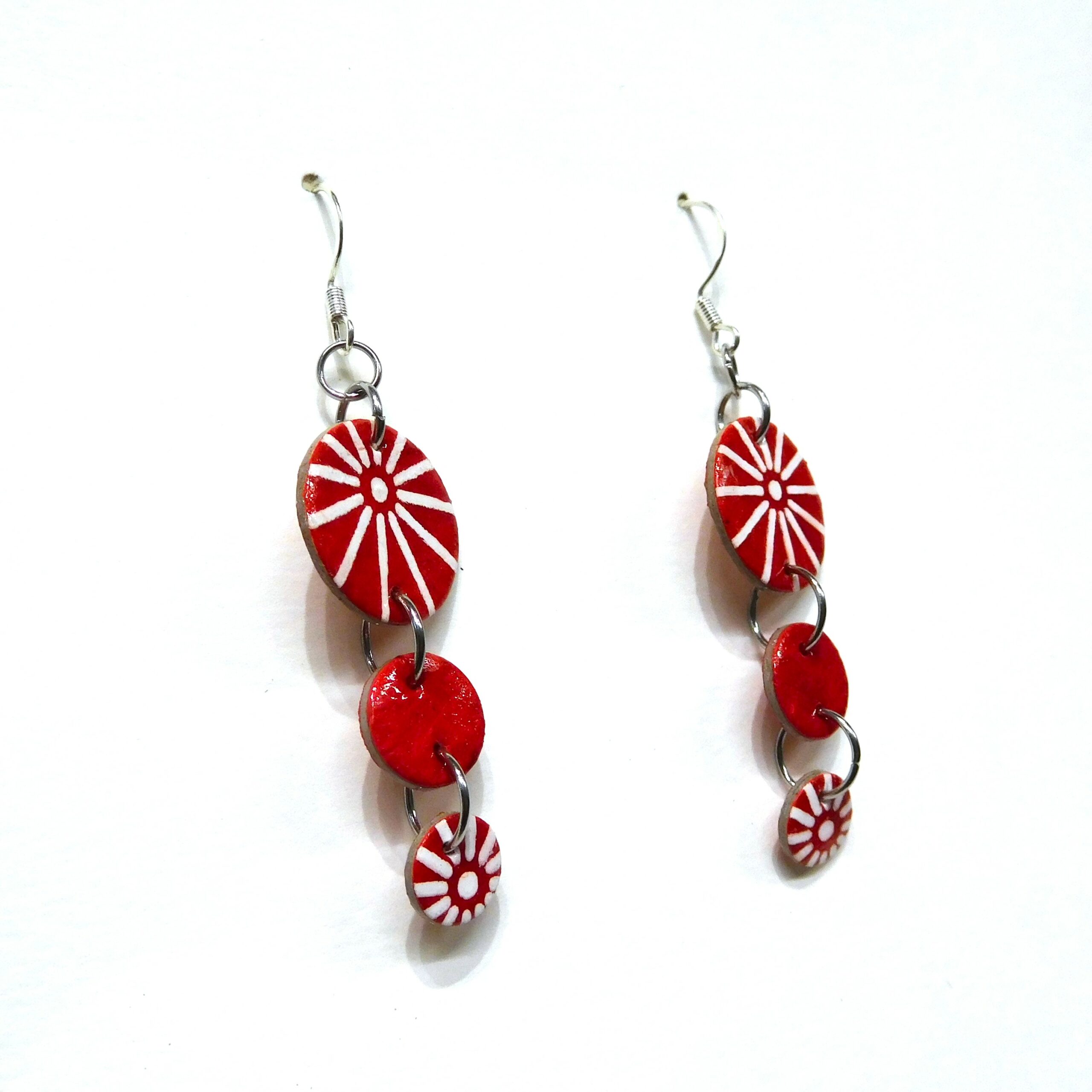 Boucles d'oreille en carton - Grappe - Rouge étoile - Argent 925 – Image 3