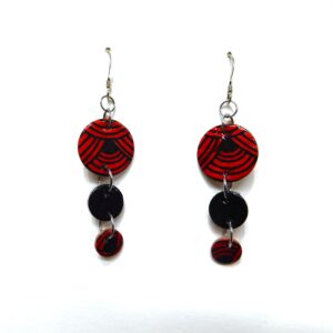Boucles d'oreille en carton - Grappe - Rouge Nœuds/Noir - Argent 925 – Image 1