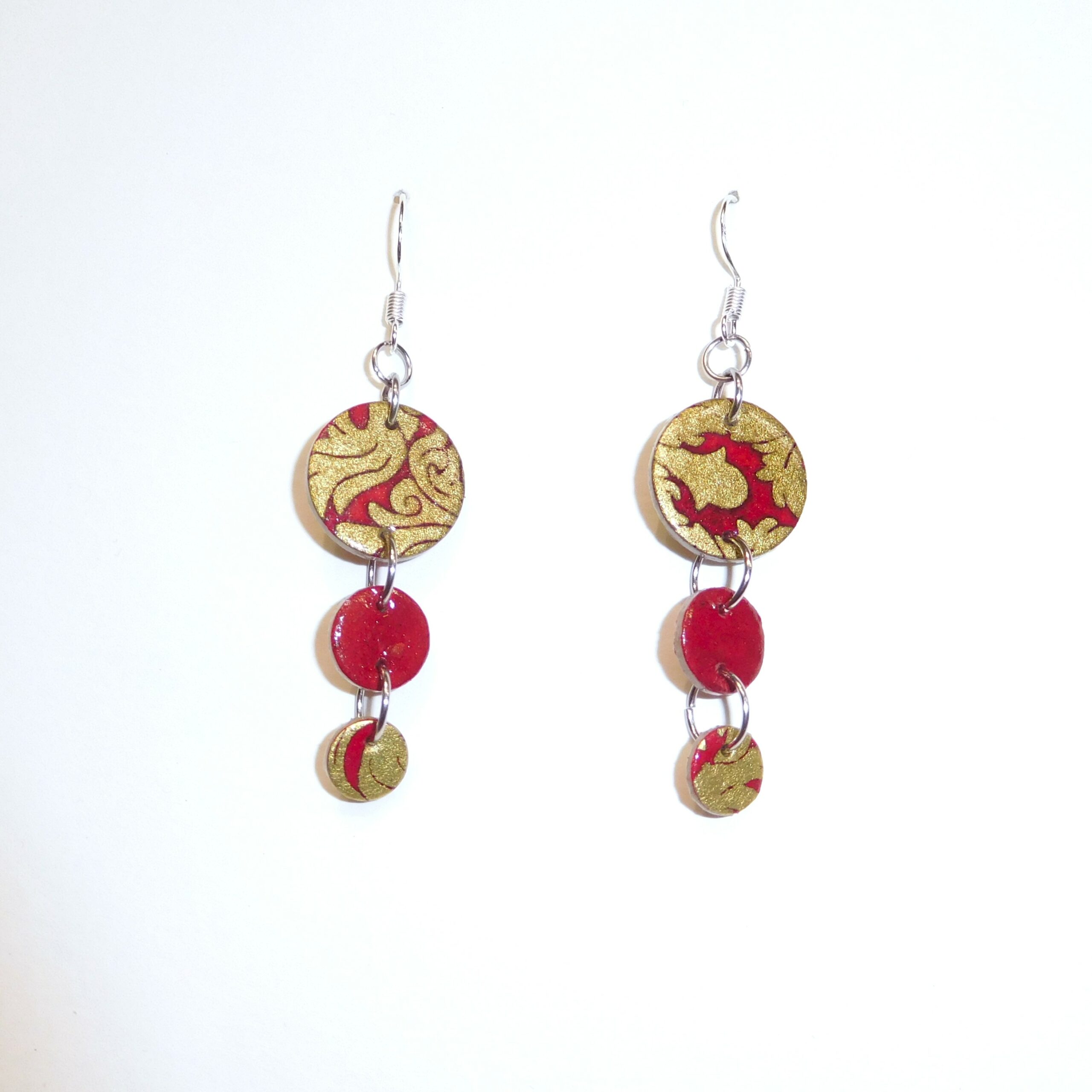 Boucles d'oreille en carton - Grappe - Rouge Or Baroque - Argent 925 – Image 1