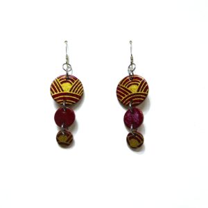 Boucles d'oreille en carton - Grappe - Rouge Or Nœuds - Argent 925 – Image 1