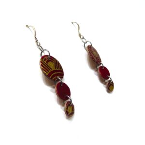 Boucles d'oreille en carton - Grappe - Rouge Or Nœuds - Argent 925 – Image 3
