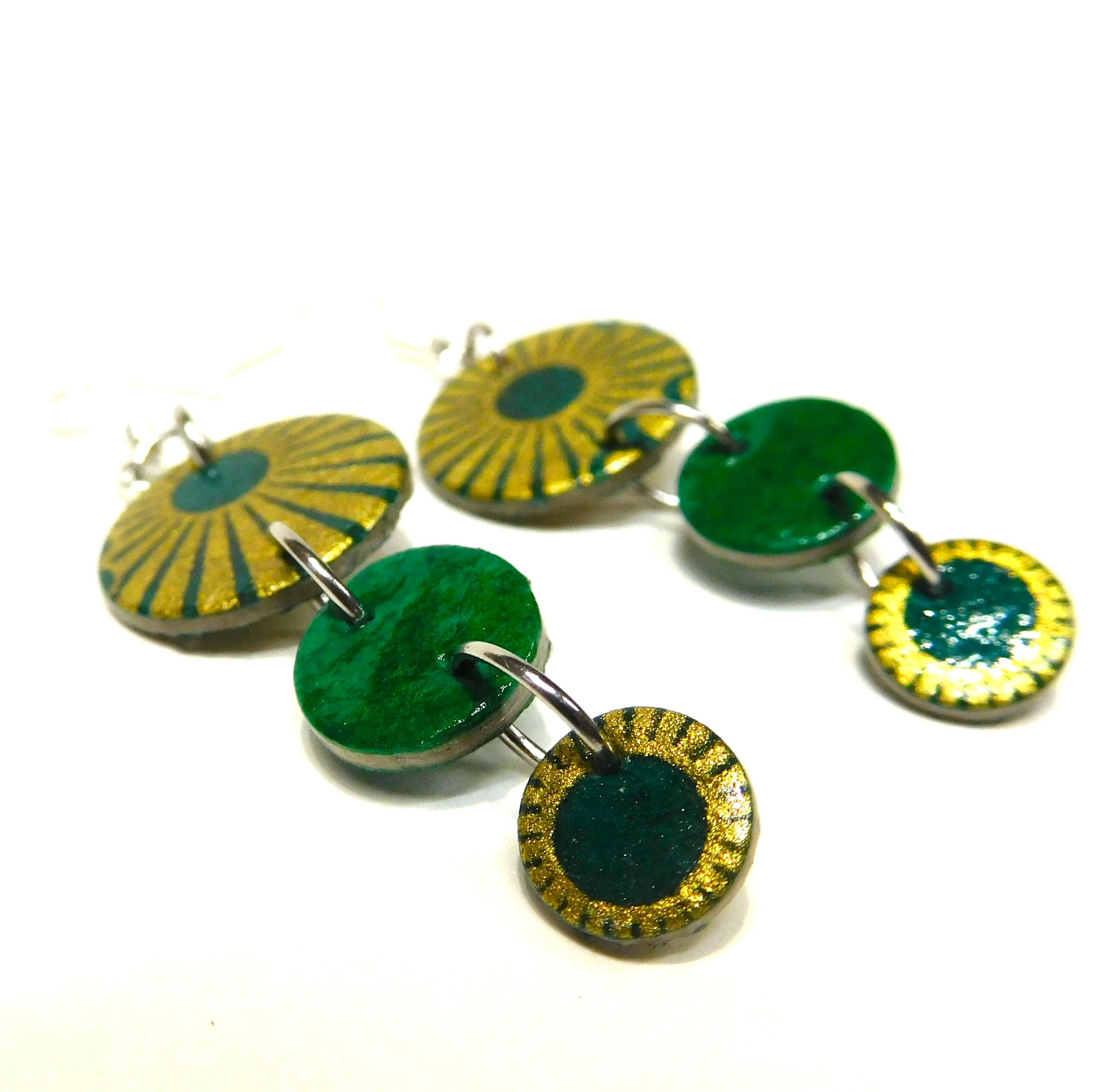 Boucles d'oreille en carton - Grappe - Or Vert/Vert - Argent 925 – Image 3