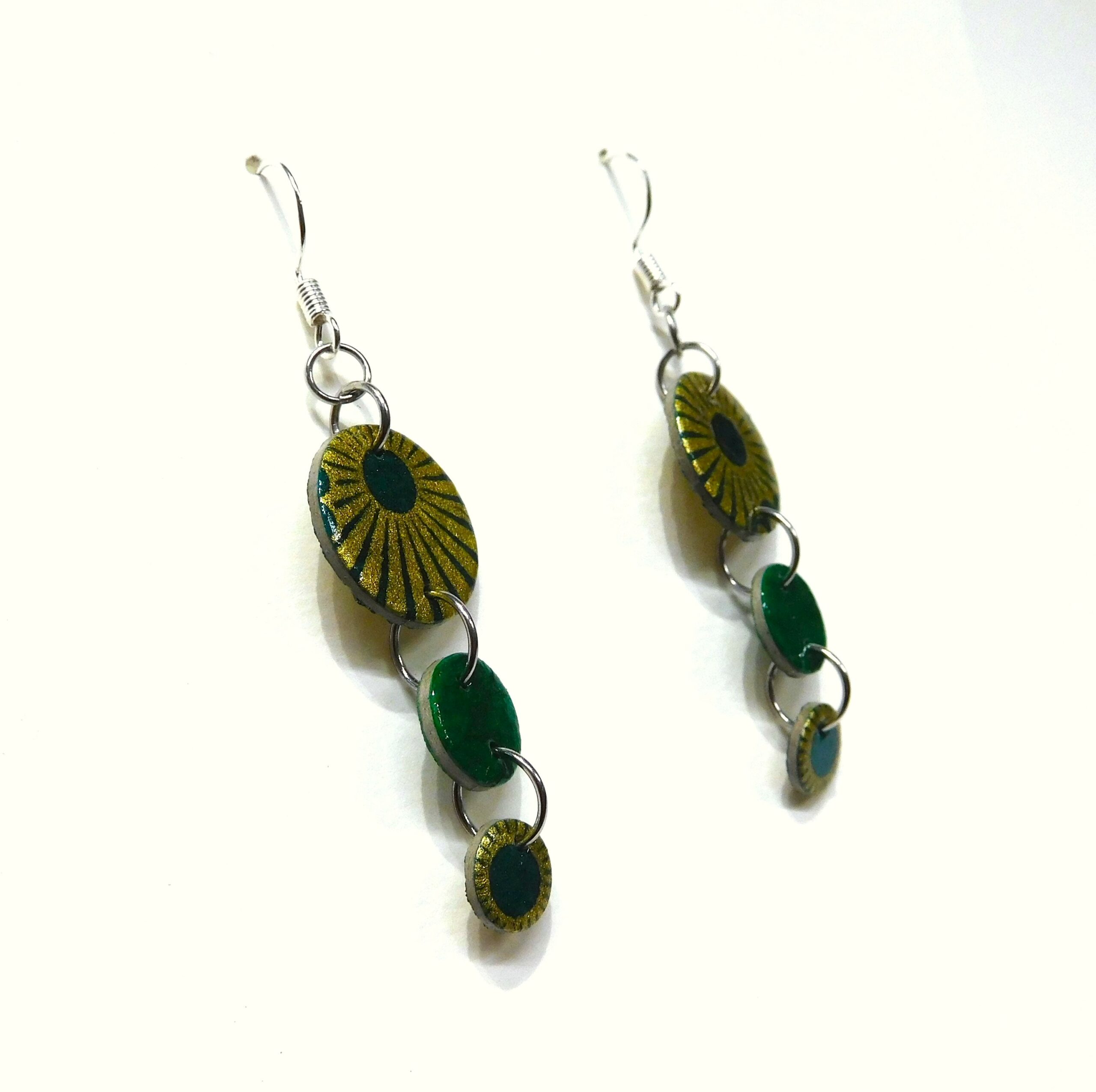 Boucles d'oreille en carton - Grappe - Or Vert/Vert - Argent 925 – Image 2