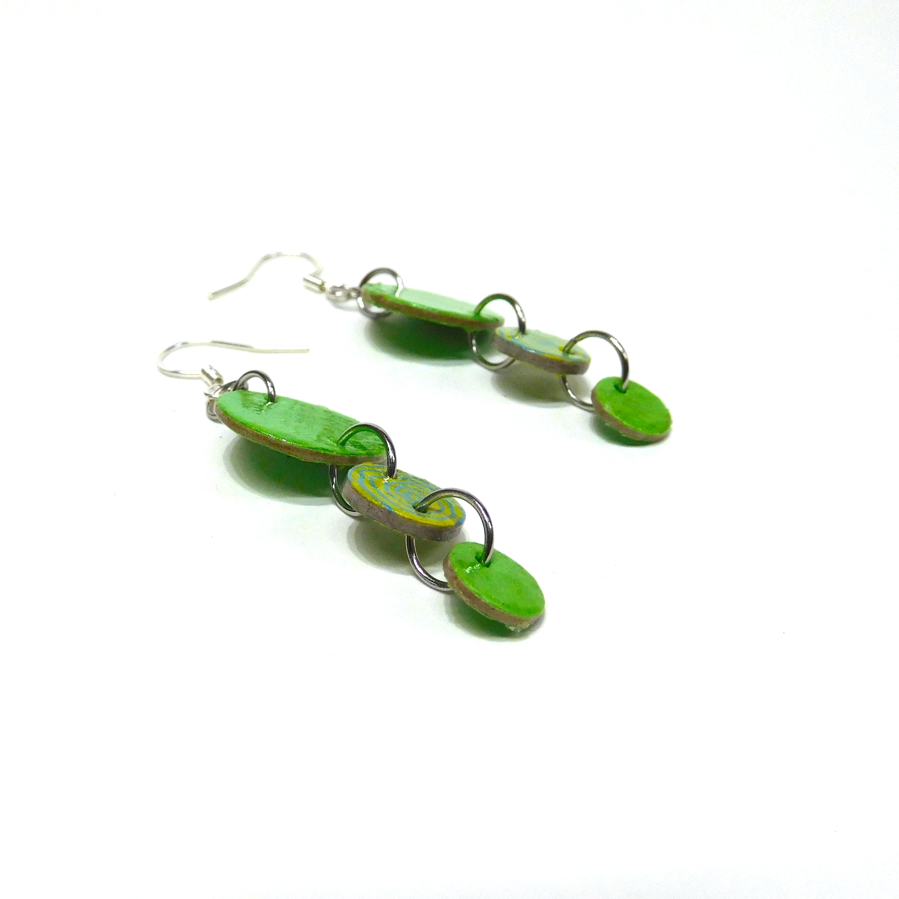 Boucles d'oreille en carton - Grappe - Vert/Rondovert - Argent 925
